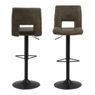 ACT NORDIC Sylvia barstol - olivgrönt / svart tyg / metall, med trumpetbas