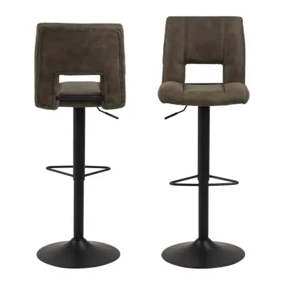 ACT NORDIC Sylvia barstol - olivgrönt / svart tyg / metall, med trumpetbas