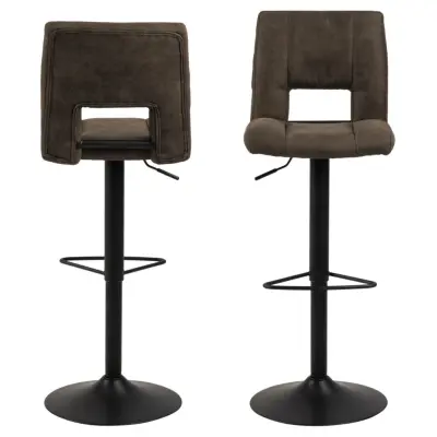 ACT NORDIC Sylvia barstol, med ryggstöd, fotstöd, snurrfunktion, gaspatron - antracit tyg/svart stål