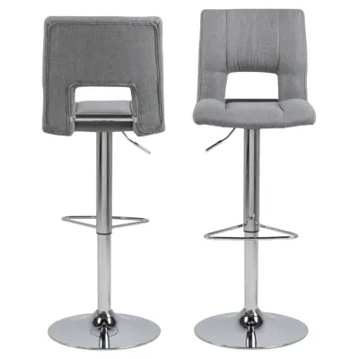 ACT NORDIC Sylvia barstol, w. ryggstöd, fotstöd, vridfunktion, gaspatron - ljusgrått tyg/kromstål