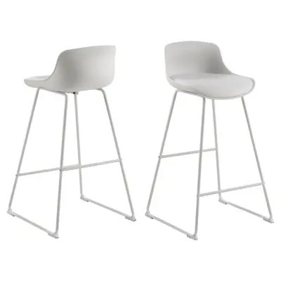 ACT NORDIC Tina barstol, med ryggstöd och fotstöd - vit PU/polypropylen och vitt stål