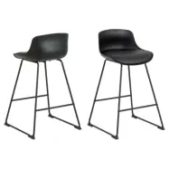 ACT NORDIC Tina bänkstol, med ryggstöd och fotstöd - svart PU/polypropen och svart metall