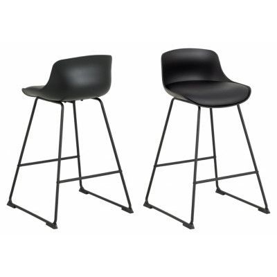 ACT NORDIC Tina bänkstol, med ryggstöd och fotstöd - svart PU/polypropen och svart metall