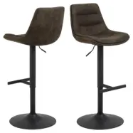 ACT NORDIC Adisa barstol, m. ryggstöd, gaslyft, fotstöd, vridbar - antracitgrå tyg och svart stål