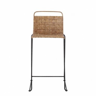 BLOOMINGVILLE Gunnel Barstol, med Ryggstöd och Fotstöd - Naturlig Rotting och Svart Järn