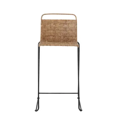 BLOOMINGVILLE Gunnel Barstol, med Ryggstöd och Fotstöd - Naturlig Rotting och Svart Järn