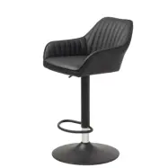 Brooks barstol, med ryggstöd, armstöd, fotstöd och gaslyft - svart PU och svart metall