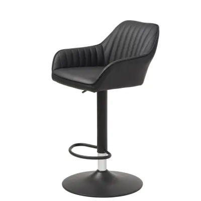 Brooks barstol, med ryggstöd, armstöd, fotstöd och gaslyft - svart PU och svart metall