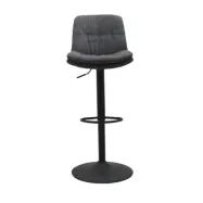 Colville barstol, m. ryggstöd och fotstöd - mörkgrått tyg och svart trumpetbas