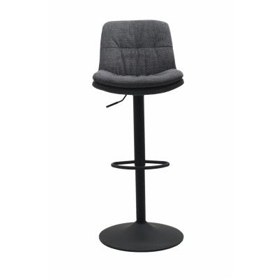 Colville barstol, m. ryggstöd och fotstöd - mörkgrått tyg och svart trumpetbas