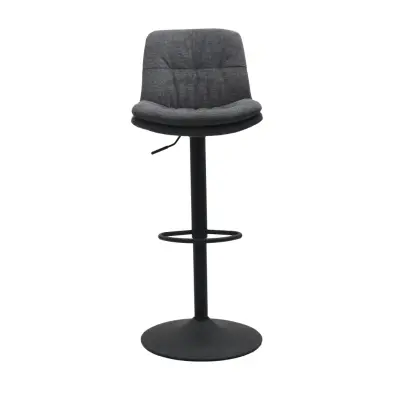 Colville barstol, m. ryggstöd och fotstöd - mörkgrått tyg och svart trumpetbas