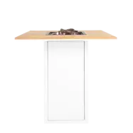 COSI FIRES Cosiloft 100 bar eldbord, fyrkantigt - naturligt teak och vit aluminium (100x100)