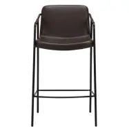 DAN-FORM Boto Barstol, med Ryggstöd och Fotstöd - Vintage Brunt Konstläder och Svart Stål