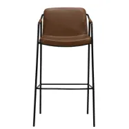 DAN-FORM Boto Barstol, med Ryggstöd och Fotstöd - Vintage Ljusbrunt Konstläder och Svart Stål