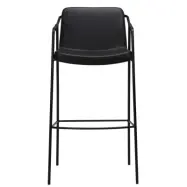 DAN-FORM Boto Barstol, med Ryggstöd och Fotstöd - Vintage Svart Konstläder och Svart Stål