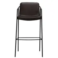 DAN-FORM Boto Barstol, med Ryggstöd och Fotstöd - Vintagebrunt Konstläder och Svart Stål