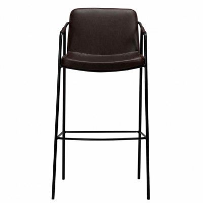 DAN-FORM Boto Barstol, med Ryggstöd och Fotstöd - Vintagebrunt Konstläder och Svart Stål