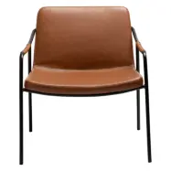DAN-FORM Boto fåtölj, med armstöd - vintage ljusbrunt konstläder och svart stål