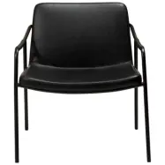 DAN-FORM Boto fåtölj, med armstöd - vintage svart konstläder och svart stål