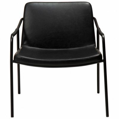 DAN-FORM Boto fåtölj, med armstöd - vintage svart konstläder och svart stål