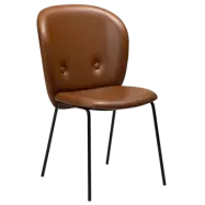 DAN-FORM Brace matbordsstol - vintage ljusbrunt konstl&auml;der och svart st&aring;l