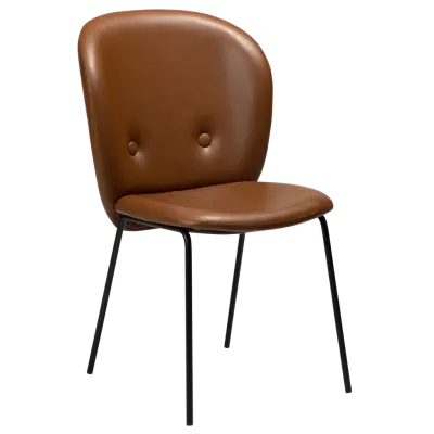 DAN-FORM Brace matbordsstol - vintage ljusbrunt konstläder och svart stål