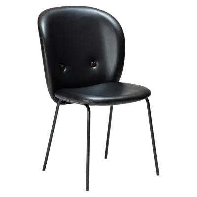 DAN-FORM Brace matbordsstol - vintage svart konstläder och svart stål