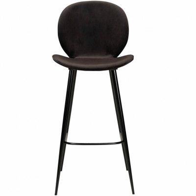 DAN-FORM Cloud barstol, med ryggstöd och fotstöd - svart velour och svart stål