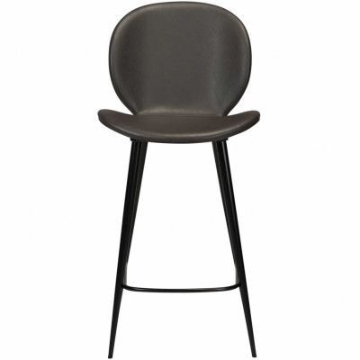 DAN-FORM Cloud Barstol, med Ryggstöd och Fotstöd - Vintage Grå Konstläder och Svart Stål