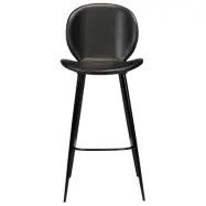 DAN-FORM Cloud Barstol, med Ryggstöd och Fotstöd - Vintage Svart Konstläder och Svart Stål