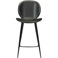 DAN-FORM Cloud Barstol, med Ryggstöd och Fotstöd - Vintage Svart Konstläder och Svart Stål