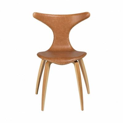 DAN-FORM Dolphin matbordsstol - ljusbrunt läder och naturlig ek