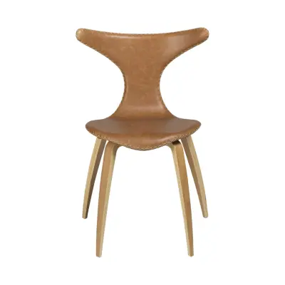 DAN-FORM Dolphin matbordsstol - ljusbrunt läder och naturlig ek