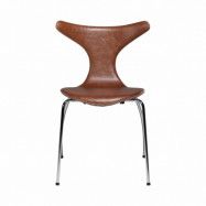 DAN-FORM Dolphin matbordsstol - ljusbrunt läder och stål