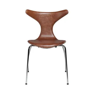 DAN-FORM Dolphin matbordsstol - ljusbrunt läder och stål