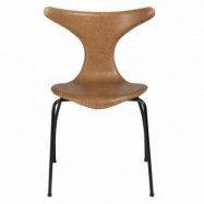 DAN-FORM Dolphin matbordsstol - ljusbrunt läder och svart stål
