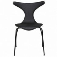 DAN-FORM Dolphin matbordsstol - svart läder och svart stål