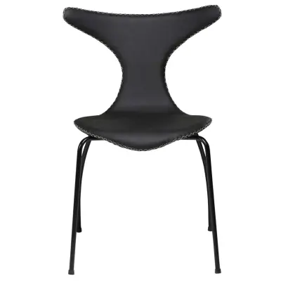 DAN-FORM Dolphin matbordsstol - svart läder och svart stål