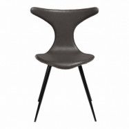 DAN-FORM Dolphin matbordsstol - vintage grå konstläder och svart stål