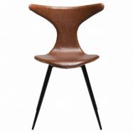 DAN-FORM Dolphin matbordsstol - vintage ljusbrunt konstläder och svart stål