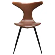 DAN-FORM Dolphin matbordsstol - vintage ljusbrunt konstläder och svart stål