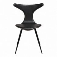 DAN-FORM Dolphin matbordsstol - vintage svart konstläder och svart stål