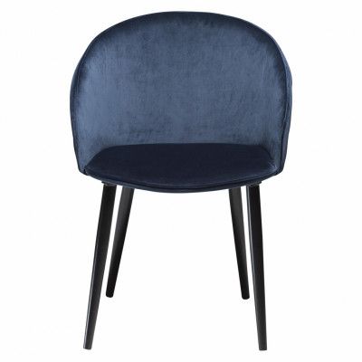 DAN-FORM Dual matbordsstol, med armstöd - blå velour och svart stål