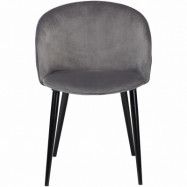 DAN-FORM Dual matbordsstol, med armstöd - grå velour och svart stål