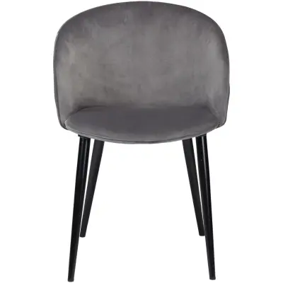 DAN-FORM Dual matbordsstol, med armstöd - grå velour och svart stål