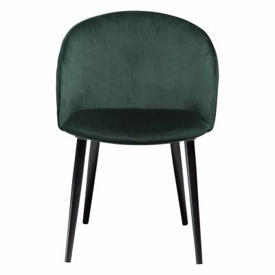 DAN-FORM Dual matbordsstol, med armstöd - grön velour och svart stål