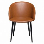 DAN-FORM Dual matbordsstol, med armstöd - vintage ljusbrunt konstläder och svart stål