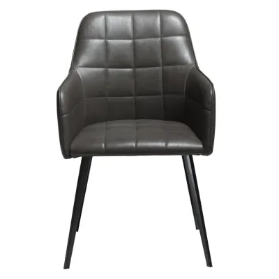 DAN-FORM Embrace fåtölj - vintage grå konstläder och svart stål