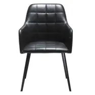 DAN-FORM Embrace f&aring;t&ouml;lj - vintage svart konstl&auml;der och svart st&aring;l