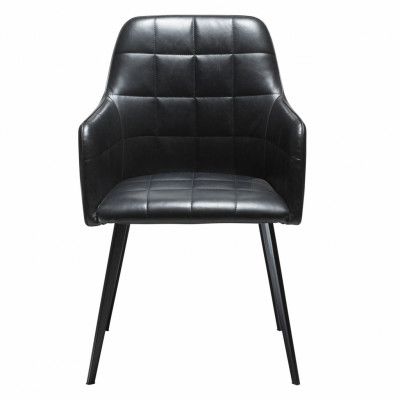 DAN-FORM Embrace fåtölj - vintage svart konstläder och svart stål